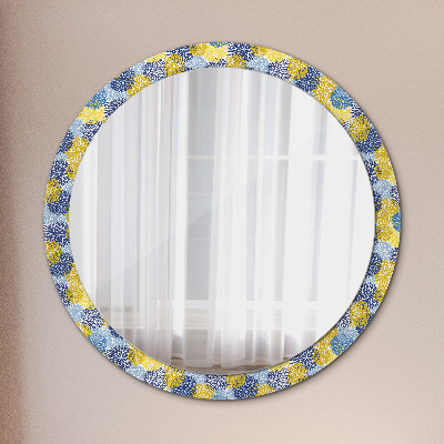 Okroglo okrasno ogledalo Modra cvetje