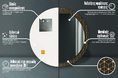 Okroglo stensko okrasno ogledalo Šesterokotna geometrija