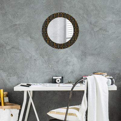 Okroglo stensko okrasno ogledalo Šesterokotna geometrija