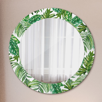 Okroglo ogledalo s potiskanim okvirjem Listi džungle