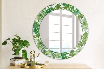 Okroglo ogledalo s potiskanim okvirjem Listi džungle