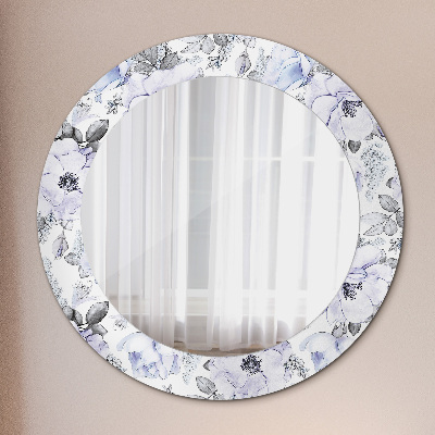 Okroglo ogledalo s potiskanim okvirjem Modre vrtnice