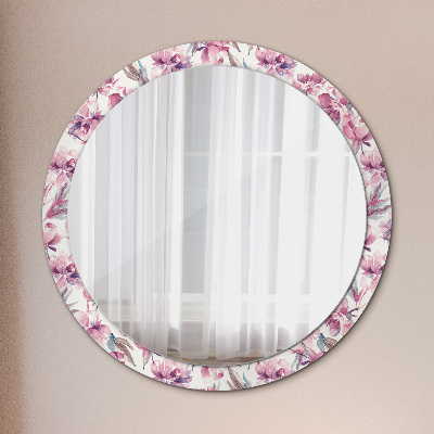 Okroglo stensko okrasno ogledalo Peonies cvetje