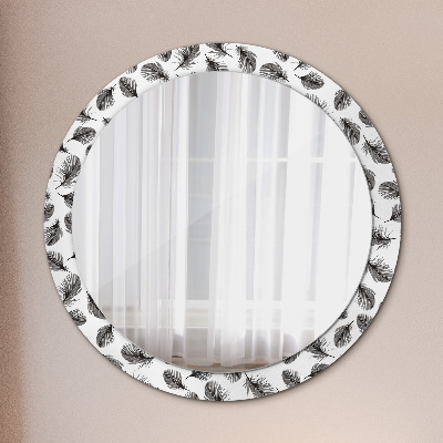 Okroglo ogledalo s potiskanim okvirjem Perje