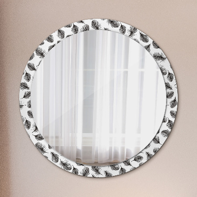 Okroglo ogledalo s potiskanim okvirjem Perje
