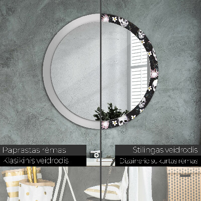 Tiskano okroglo ogledalo Cvetje lobanje