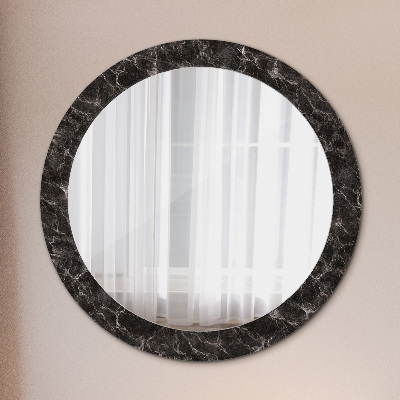 Okroglo okrasno ogledalo Črni marmor