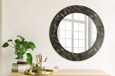 Okroglo okrasno ogledalo Črni marmor