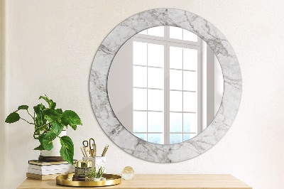 Okroglo stensko okrasno ogledalo Beli marmor