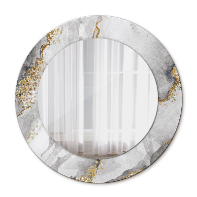 Okroglo stensko okrasno ogledalo Belo marmornato zlato