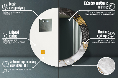Okroglo stensko okrasno ogledalo Marmor in zlato