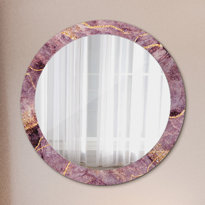 Okroglo ogledalo s potiskanim okvirjem Marmor z dodajanjem zlata