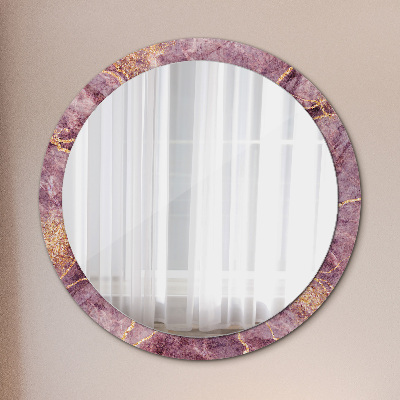Okroglo ogledalo s potiskanim okvirjem Marmor z dodajanjem zlata