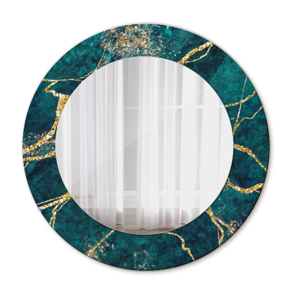 Okroglo okrasno ogledalo Zeleni malahitni marmor