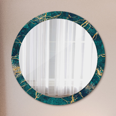 Okroglo okrasno ogledalo Zeleni malahitni marmor