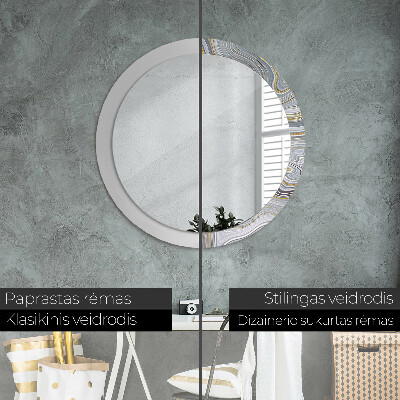 Okroglo okrasno ogledalo Siv marmor