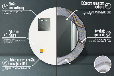 Okroglo okrasno ogledalo Siv marmor