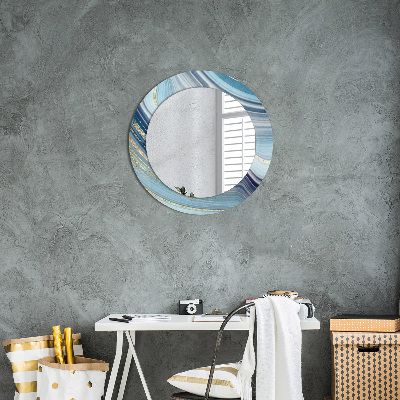 Okroglo okrasno ogledalo Modri ​​marmor