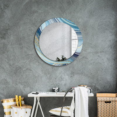 Okroglo okrasno ogledalo Modri ​​marmor