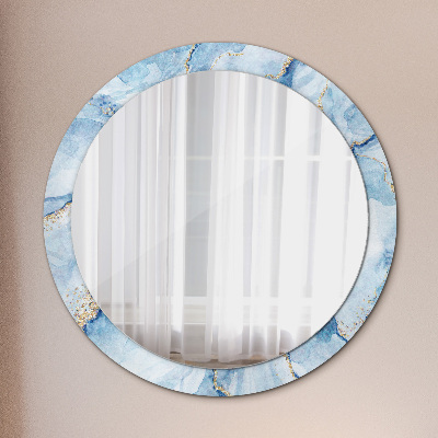 Okroglo okrasno ogledalo Modro marmornato zlato
