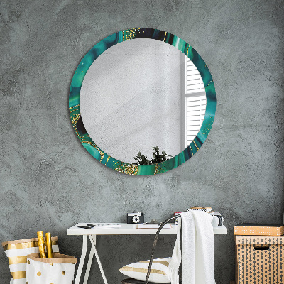 Okroglo okrasno ogledalo Smaragdni marmor