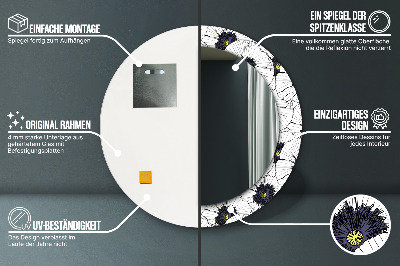 Okroglo stensko okrasno ogledalo Sestava linearnih cvetov