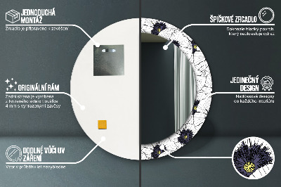 Okroglo stensko okrasno ogledalo Sestava linearnih cvetov