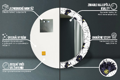 Okroglo stensko okrasno ogledalo Sestava linearnih cvetov