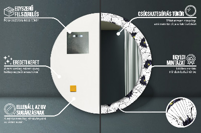 Okroglo stensko okrasno ogledalo Sestava linearnih cvetov