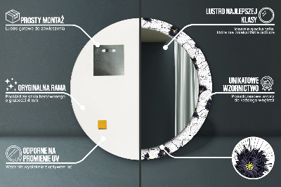 Okroglo stensko okrasno ogledalo Sestava linearnih cvetov