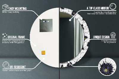 Okroglo stensko okrasno ogledalo Sestava linearnih cvetov