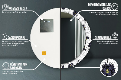 Okroglo stensko okrasno ogledalo Sestava linearnih cvetov