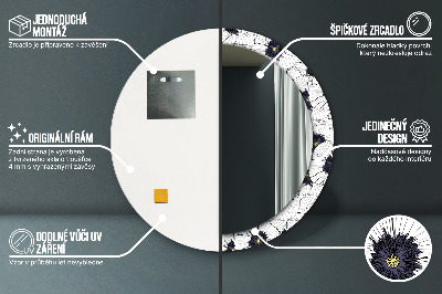 Okroglo stensko okrasno ogledalo Sestava linearnih cvetov