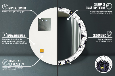 Okroglo stensko okrasno ogledalo Sestava linearnih cvetov