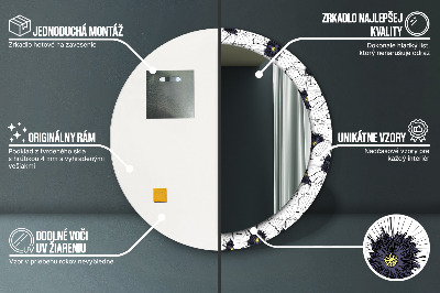 Okroglo stensko okrasno ogledalo Sestava linearnih cvetov