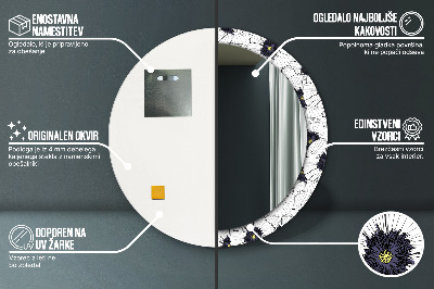 Okroglo stensko okrasno ogledalo Sestava linearnih cvetov