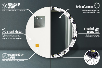 Okroglo stensko okrasno ogledalo Sestava linearnih cvetov
