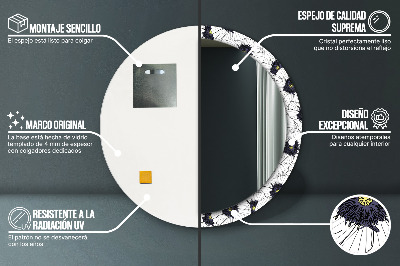 Okroglo stensko okrasno ogledalo Sestava linearnih cvetov