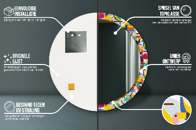 Okroglo okrasno ogledalo Geometrijske tropske ptice