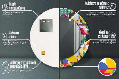 Okroglo okrasno ogledalo Geometrijske tropske ptice