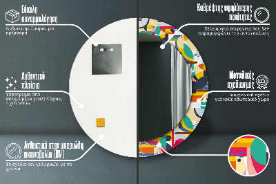 Okroglo okrasno ogledalo Geometrijske tropske ptice