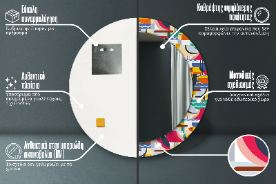 Okroglo okrasno ogledalo Geometrijske tropske ptice