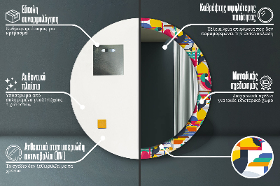 Okroglo okrasno ogledalo Geometrijske tropske ptice