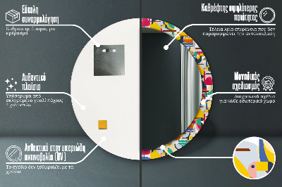 Okroglo okrasno ogledalo Geometrijske tropske ptice