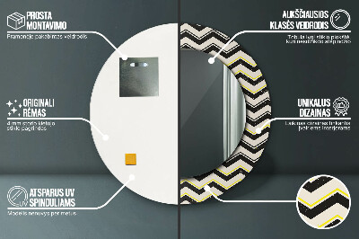 Okroglo stensko okrasno ogledalo Vzorec cikcaka