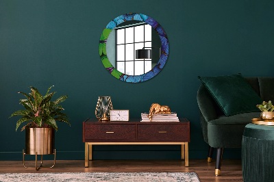 Tiskano okroglo ogledalo Modri ​​in zeleni metulj