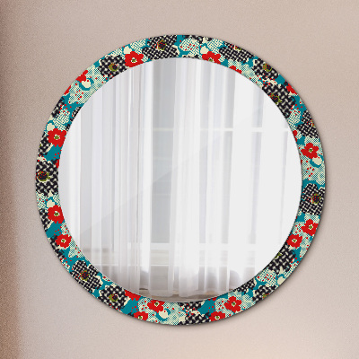 Okroglo okrasno ogledalo Vzorec retro cvetov