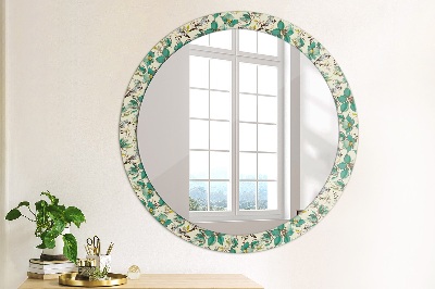 Okroglo okrasno ogledalo Rože in ptice