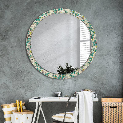 Okroglo okrasno ogledalo Rože in ptice