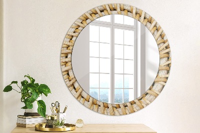 Okroglo stensko okrasno ogledalo Naravna pletenica